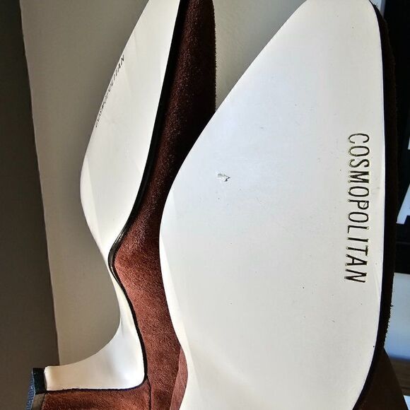 VINTAGE NEW OLD STOCK COSMOPOLITAN BROWN GENUINE LEATHER HEELS SHOES SIZE 8.5 - Picture 15 of 16